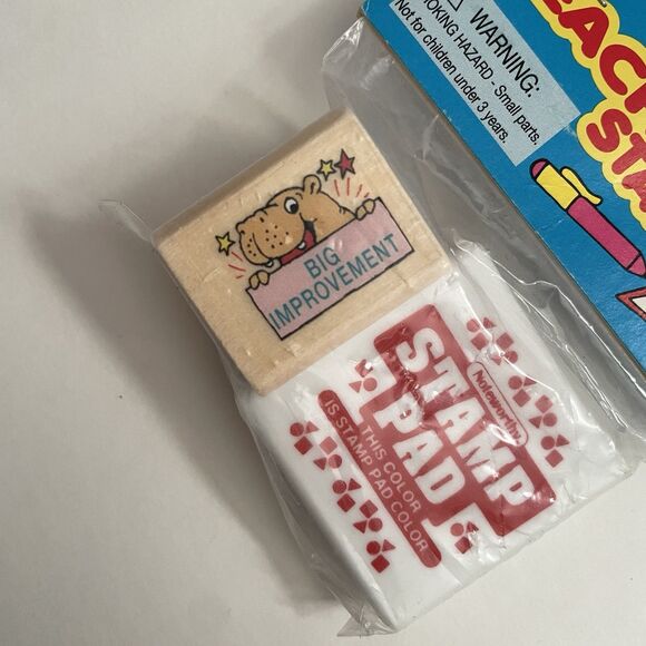 NEW VTG Noteworthy “Big Improvement” Stamp Ink Kit Teacher School 1997 Deadstock - Picture 2 of 5